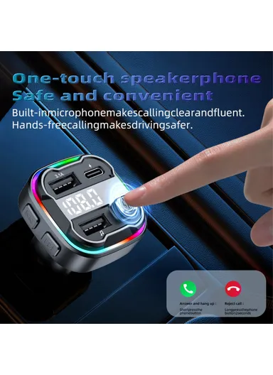 Bluetooth Hands-free Call Adapter FM Transmitter Car MP3 Music Player with Type-C &amp; Dual USB C3