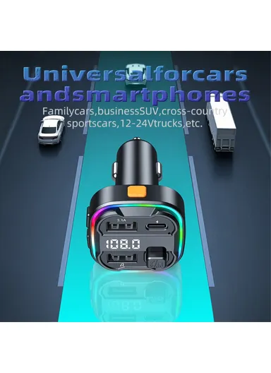 Bluetooth Hands-free Call Adapter FM Transmitter Car MP3 Music Player with Type-C &amp; Dual USB C3