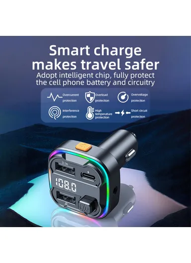 Bluetooth Hands-free Call Adapter FM Transmitter Car MP3 Music Player with Type-C &amp; Dual USB C3