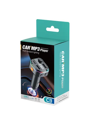 Bluetooth Hands-free Call Adapter FM Transmitter Car MP3 Music Player with Type-C &amp; Dual USB C3