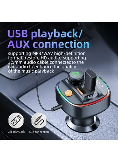 Bluetooth-compatible 5.3 FM Transmitter with Digital Display, PD 30W &amp; QC 3.0 Car Charger Audio MP3 Player C4S