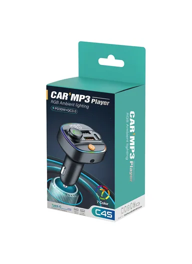 Bluetooth-compatible 5.3 FM Transmitter with Digital Display, PD 30W &amp; QC 3.0 Car Charger Audio MP3 Player C4S
