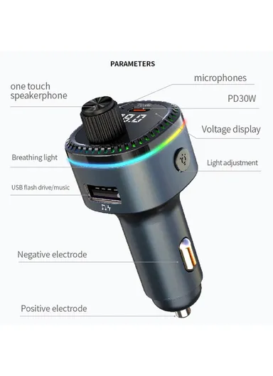 Bluetooth Adapter FM Transmitter Car MP3 Music Player with Type-C &amp; USB Car Charger C58