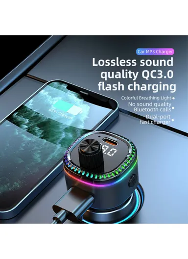 Bluetooth Adapter FM Transmitter Car MP3 Music Player with Type-C &amp; USB Car Charger C58