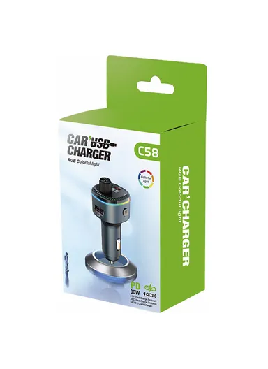 Bluetooth Adapter FM Transmitter Car MP3 Music Player with Type-C &amp; USB Car Charger C58