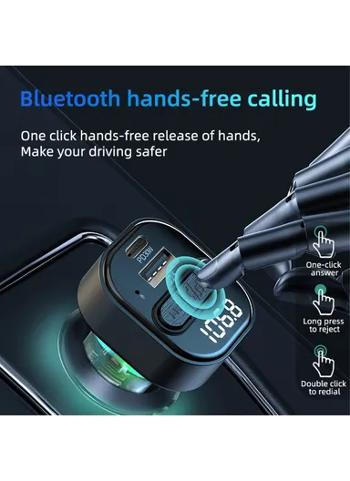 Colorful Light Car Bluetooth-compatible Adapter FM Transmitter MP3 Player Type-C &amp; USB Car Charger C50