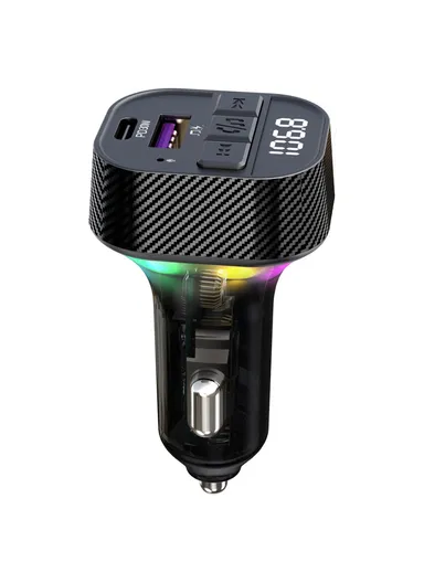 Colorful Light Car Bluetooth-compatible Adapter Type-C &amp; USB Car Charger FM Transmitter MP3 Music Player C51