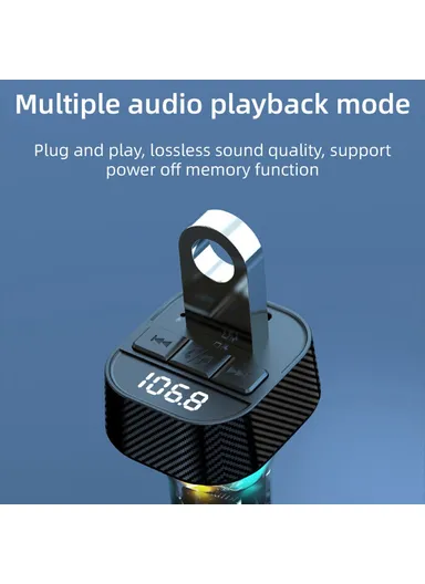 Colorful Light Car Bluetooth-compatible Adapter Type-C &amp; USB Car Charger FM Transmitter MP3 Music Player C51