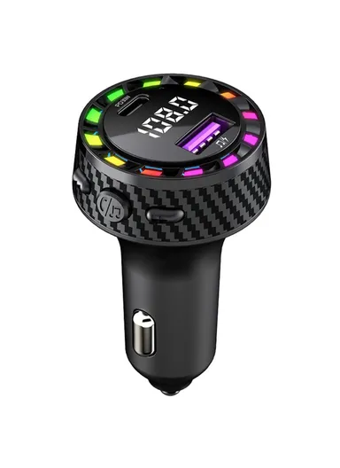 USB &amp; Type-C Car Fast Charger Bluetooth-compatible FM Transmitter with Breathing Light C55