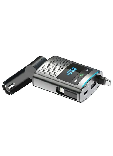 Car Voltage Display Charger Bluetooth-Compatible MP3 Player with Retraction Type-C Cable GZ16