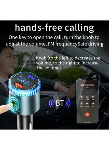 MP3 Player Ambient Light Digital Display Bluetooth-Compatible Car Charger FM Transmitter Support U-Disk BC77