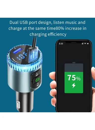 MP3 Player Ambient Light Digital Display Bluetooth-Compatible Car Charger FM Transmitter Support U-Disk BC77