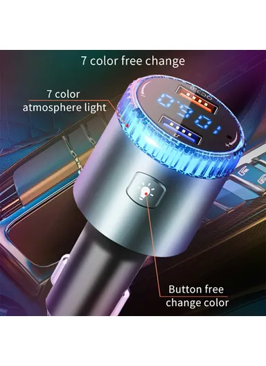 MP3 Player Ambient Light Digital Display Bluetooth-Compatible Car Charger FM Transmitter Support U-Disk BC77