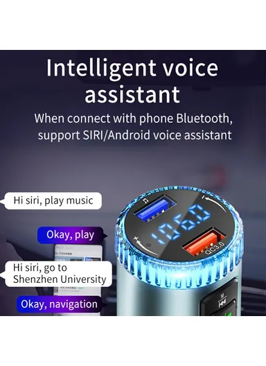 MP3 Player Ambient Light Digital Display Bluetooth-Compatible Car Charger FM Transmitter Support U-Disk BC77