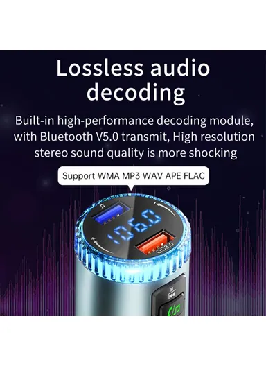 MP3 Player Ambient Light Digital Display Bluetooth-Compatible Car Charger FM Transmitter Support U-Disk BC77
