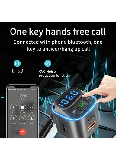 Car Charger Bluetooth-Compatible MP3 Player Hands-Free Calling Voltage Display Adapter BC80