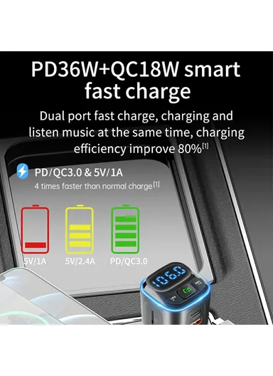 Car Charger Bluetooth-Compatible MP3 Player Hands-Free Calling Voltage Display Adapter BC80