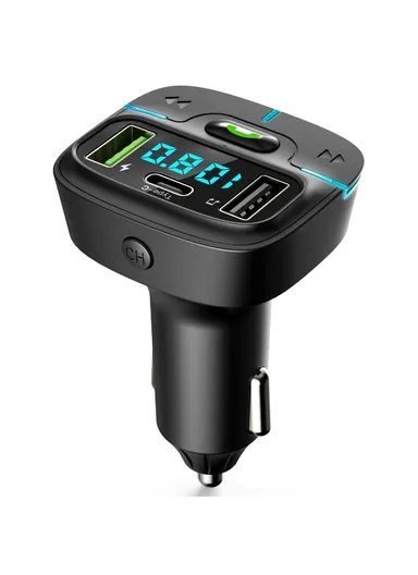 Car BT MP3 Player FM Transmitter with Car Charger LED Voltage Display Lossless Audio Quality GZ03