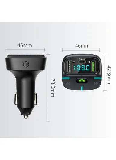 Car BT MP3 Player FM Transmitter with Car Charger LED Voltage Display Lossless Audio Quality GZ03