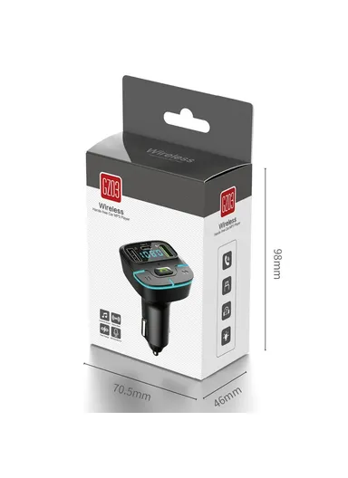 Car BT MP3 Player FM Transmitter with Car Charger LED Voltage Display Lossless Audio Quality GZ03