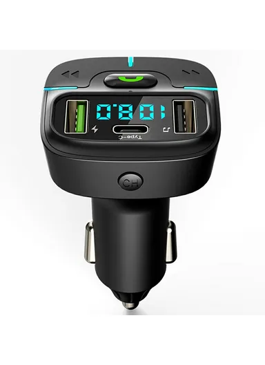 Car BT MP3 Player FM Transmitter with Car Charger LED Voltage Display Lossless Audio Quality GZ03
