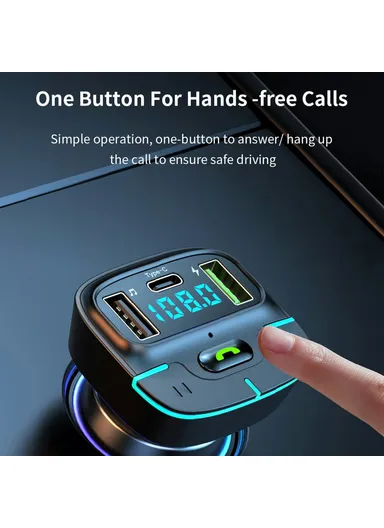 Car BT MP3 Player FM Transmitter with Car Charger LED Voltage Display Lossless Audio Quality GZ03