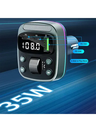 Car BT MP3 Player with Car Charger Fast Charging Digital Display Voltage Lossless Audio Quality GZ08 
