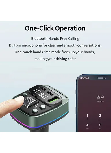 Car BT MP3 Player with Car Charger Fast Charging Digital Display Voltage Lossless Audio Quality GZ08 