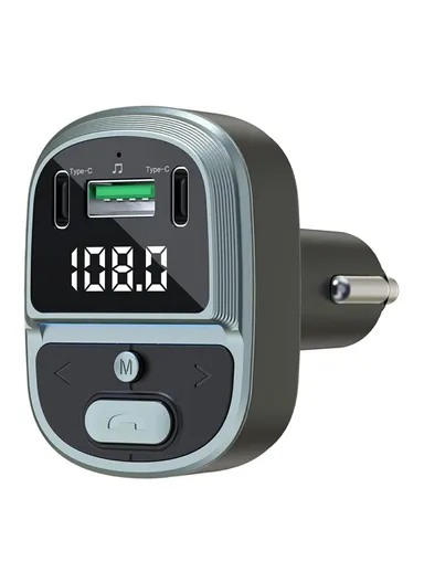 Bluetooth-compatible Car Charger with Voltage Display, MP3 Player, Dual Type-C &amp; USB Charging Adapter GZ07