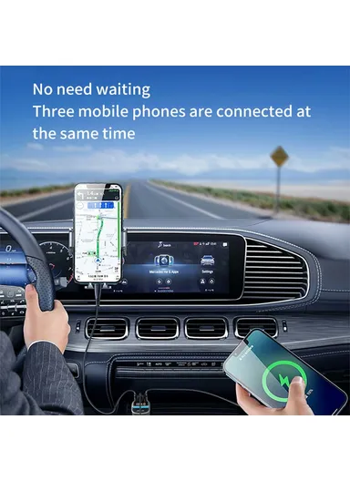 Bluetooth-compatible Car Charger with Voltage Display, MP3 Player, Dual Type-C &amp; USB Charging Adapter GZ07