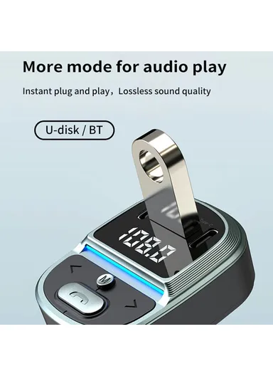 Bluetooth-compatible Car Charger with Voltage Display, MP3 Player, Dual Type-C &amp; USB Charging Adapter GZ07