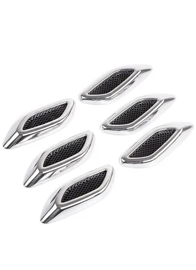 6 Pcs Car Decoration Set Air Flow Vent Sticker LKT032 - Silver
