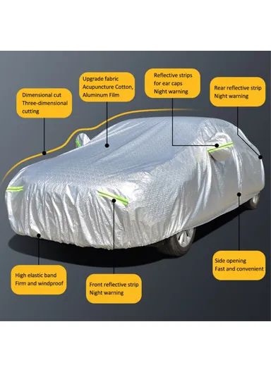 Car Cover Waterproof All Weather Rain Sun UV Protection Aluminum Foil Cover with Reflective Strips / Storage Bag - 3XXL/(L540 x W200 x H150) cm