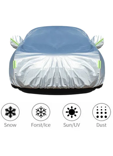 004 Outdoor Car Cover Sun Protection Snowproof Aluminum Foil Car Tarp with Reflective Strips / Storage Bag - 2XL/(L475 x W180 x H160) cm