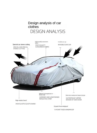 Oxford Cloth Car Cover All Weather Rain Snow UV Sun Hail Protector with Storage Bag - 2XL