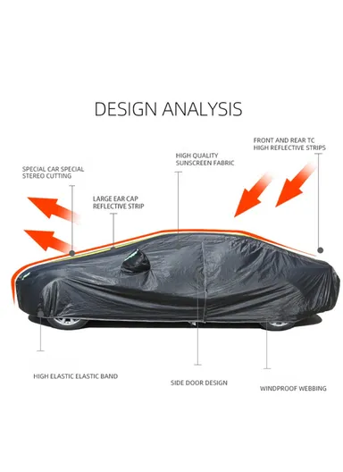 Splicing Design Outdoor Car Cover Sun Water Dust Protection Snowproof Aluminum Film Car Tarp Cover - Black+Yellow / 3L / (L470 x W180 x H150) cm