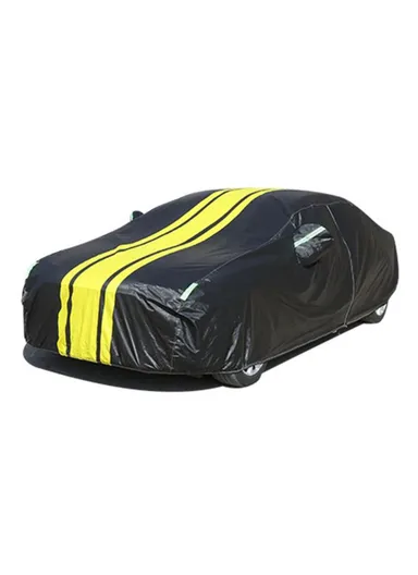 Splicing Design Outdoor Car Cover Sun Water Dust Protection Snowproof Aluminum Film Car Tarp Cover - Black+Yellow / 3XXL / (L540 x W200 x H150) cm