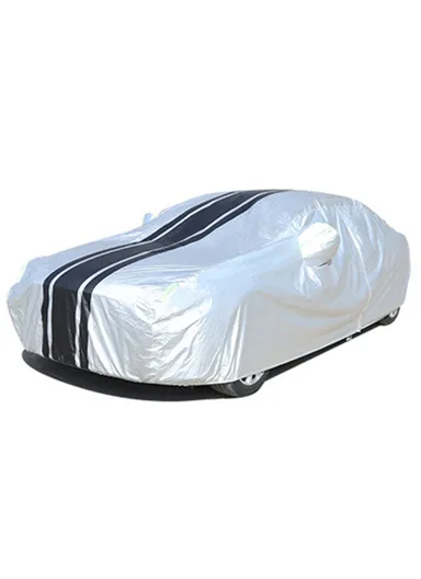 Splicing Design Outdoor Car Cover Sun Water Dust Protection Snowproof Aluminum Film Car Tarp Cover - Black+Silver / YL / (L475 x W190 x H175) cm