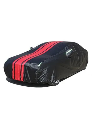 Splicing Design Outdoor Car Cover Sun Water Dust Protection Snowproof Aluminum Film Car Tarp Cover - Black+Red / YL / (L475 x W190 x H175) cm