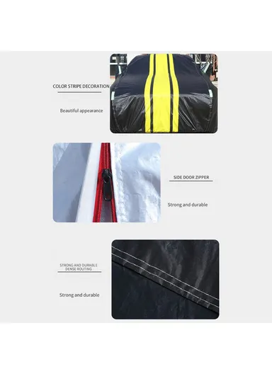 Splicing Design Outdoor Car Cover Sun Water Dust Protection Snowproof Aluminum Film Car Tarp Cover - Black+Red / YL / (L475 x W190 x H175) cm