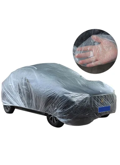 Waterproof Automobile Rain Cover Disposable PE Plastic Protector Car Cover BY-004 (L600 x W350)cm - Size M