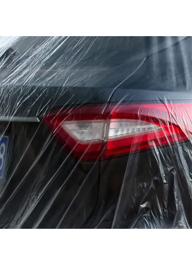 Waterproof Car Cover Disposable PE Automobile Rain Cover with Elastic Band- Size M
