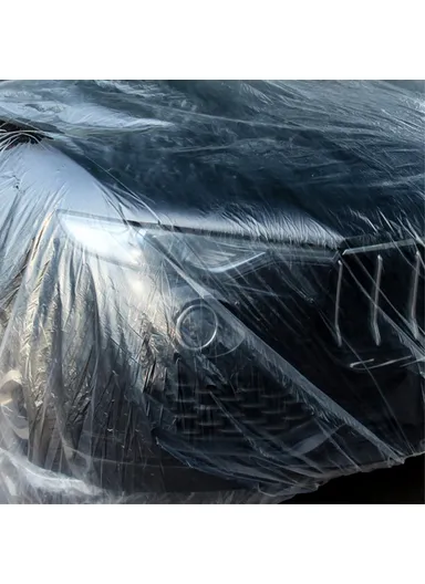 Waterproof Car Cover Disposable PE Automobile Rain Cover with Elastic Band- Size M