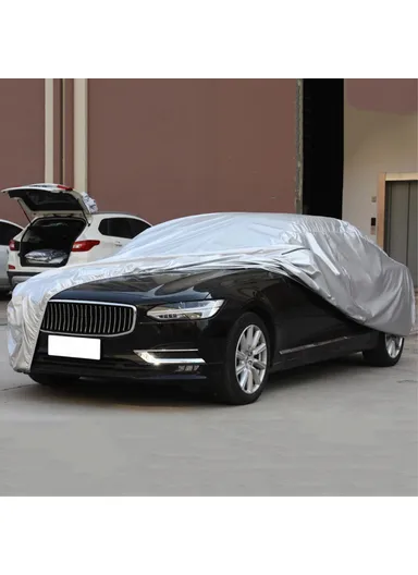 Full Car Cover Outdoor Waterproof All Weather Aluminum Foil Car Cover with Storage Bag - Black / 2XL (L475 x W180 x H160) cm 