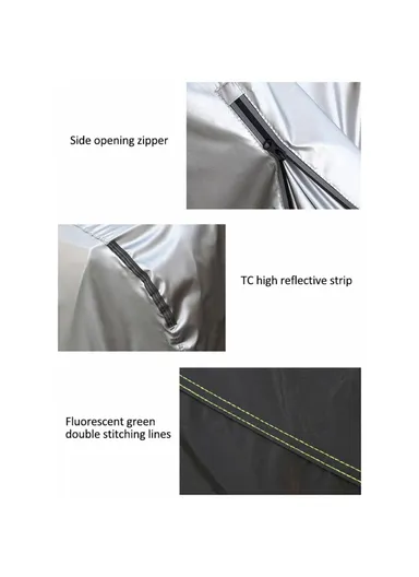 Full Car Cover Outdoor Waterproof All Weather Aluminum Foil Car Cover with Storage Bag - Black / 2XL (L475 x W180 x H160) cm 