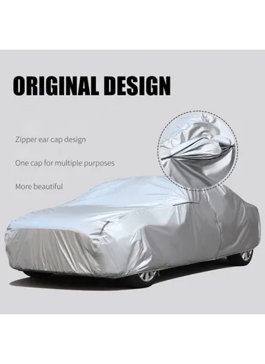 Full Car Cover Outdoor Waterproof All Weather Aluminum Foil Car Cover with Storage Bag - Silver / 3XL / (L495 x W190 x H150) cm