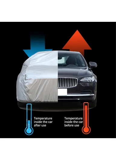 Full Car Cover Outdoor Waterproof All Weather Aluminum Foil Car Cover with Storage Bag - Silver / 3XL / (L495 x W190 x H150) cm