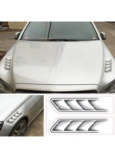 2 Pcs Car Hood Stickers 3D Design Car Trim Decoration Stickers Decals (L37 x W21)cm