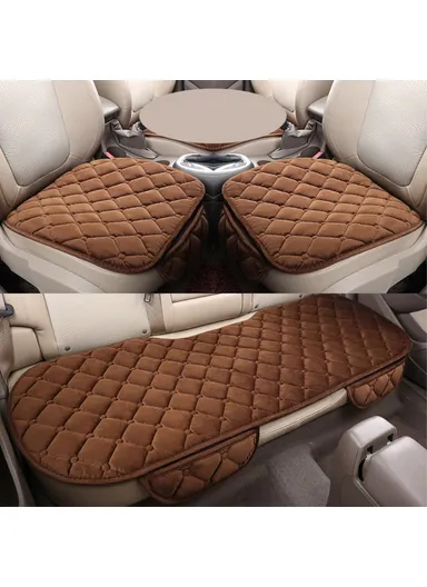 xdg-02 3Pcs / Set Car Front Rear Seat Mat Warm Anti-slip Vehicle Seat Cushions - Coffee