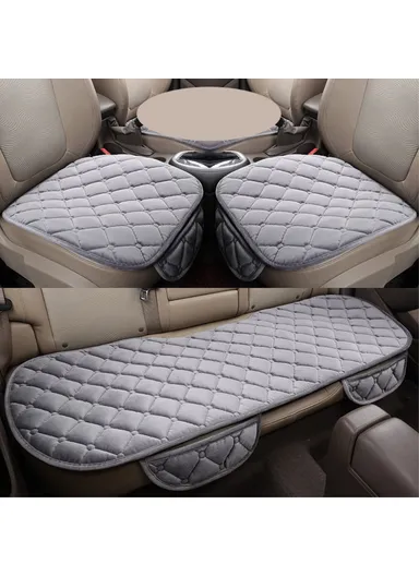 xdg-02 3Pcs / Set Car Front Rear Seat Mat Warm Anti-slip Vehicle Seat Cushions - Grey